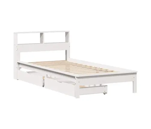 Riiuliga Voodiraam Ilma Madratsita, Valge, 90X190 cm Männipuit