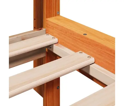 Riiuliga Voodi Ilma Madratsita, Vahapruun, 90X190 cm Männipuit