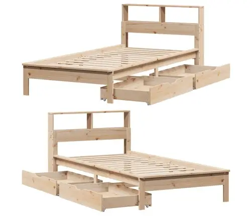 Riiuliga Voodiraam Ilma Madratsita, 75X190 cm Männipuit