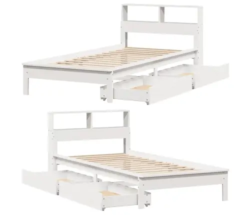 Gulta Ar Grāmatu Plauktu, Bez Matrača, 75X190 Cm, Priedes Koks Vidaxl