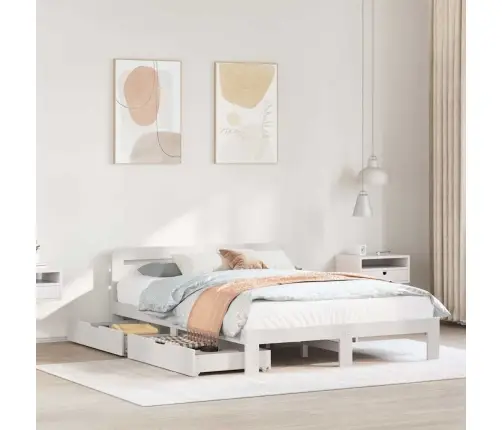 Lovos Rėmas Be Čiužinio, Baltas, 140X200cm Pušies Masyvas