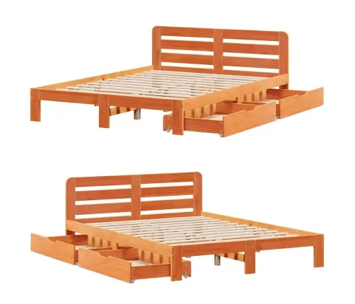 Gulta Bez Matrača, Vaska Brūnas, 150X200 Cm, Priedes Masīvkoks Vidaxl