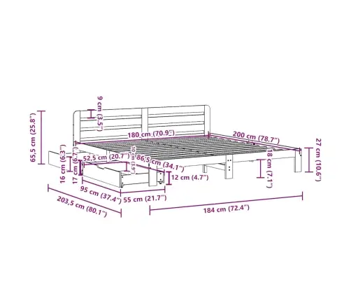 Lovos Rėmas Be Čiužinio, Baltas, 180X200cm Pušies Masyvas