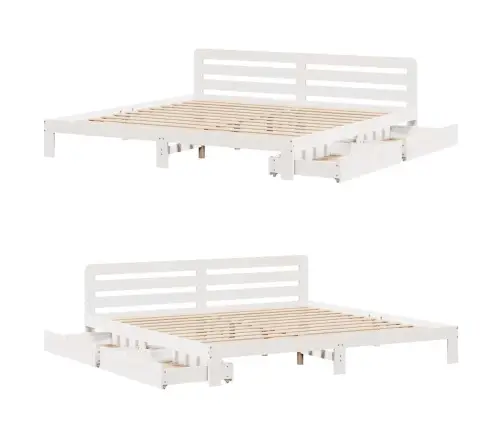 Gulta Bez Matrača, Balts, 200X200 Cm, Priedes Masīvkoks Vidaxl