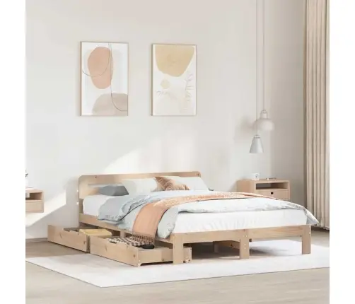 Gulta Bez Matrača, 135X190 Cm, Priedes Masīvkoks Vidaxl