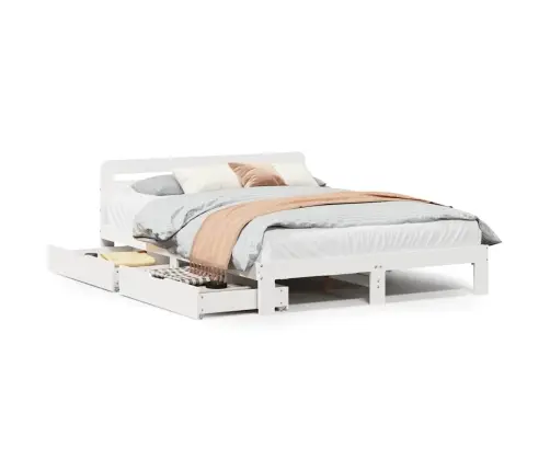 Gulta Bez Matrača, Balts, 135X190 Cm, Priedes Masīvkoks Vidaxl