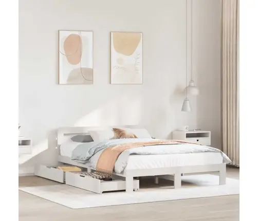 Gulta Bez Matrača, Balts, 135X190 Cm, Priedes Masīvkoks Vidaxl