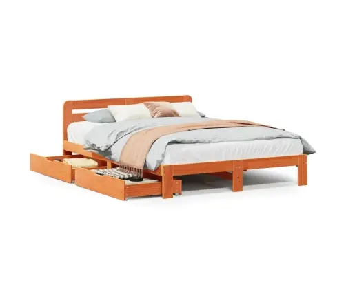 Lovos Rėmas Be Čiužinio, Vaško Rudas, 135X190cm Pušies Masyvas