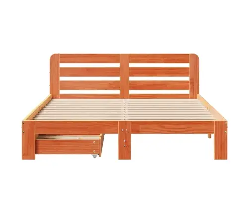 Voodiraam Ilma Madratsita, Vahapruun, 140 X 190 cm Männipuit