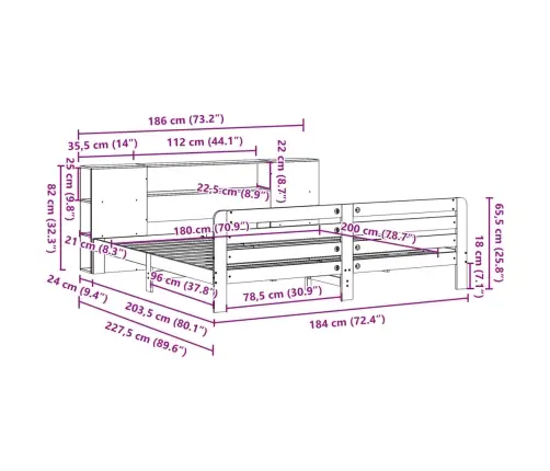 Gulta Bez Matrača, 180X200 Cm, Priedes Masīvkoks Vidaxl