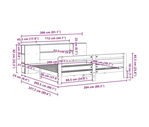 Gulta Bez Matrača, 200X200 Cm, Priedes Masīvkoks Vidaxl