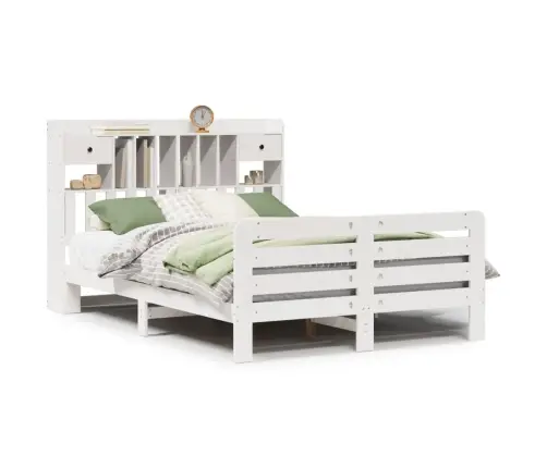 Riiuliga Voodiraam Ilma Madratsita, Valge, 140X200cm Männipuit