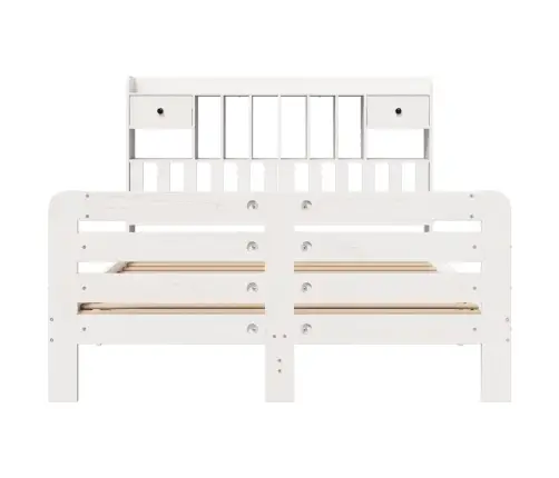 Riiuliga Voodiraam Ilma Madratsita, Valge, 140X200cm Männipuit