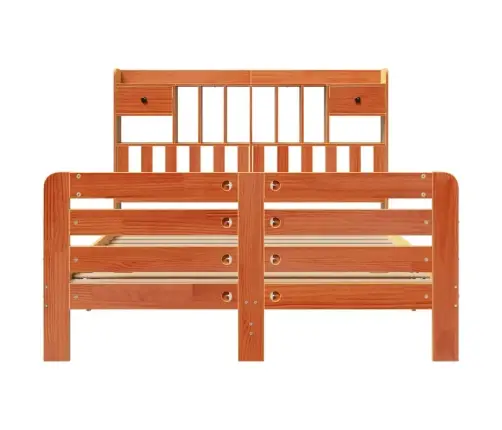 Gulta Ar Grāmatu Plauktu, Bez Matrača, 140X200 Cm, Priedes Koks Vidaxl