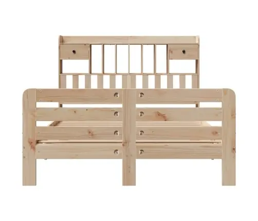 Gulta Ar Grāmatu Plauktu, Bez Matrača, 150X200 Cm, Priedes Koks Vidaxl