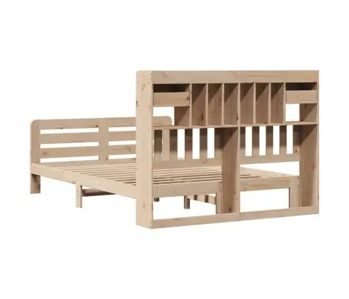 Gulta Ar Grāmatu Plauktu, Bez Matrača, 150X200 Cm, Priedes Koks Vidaxl