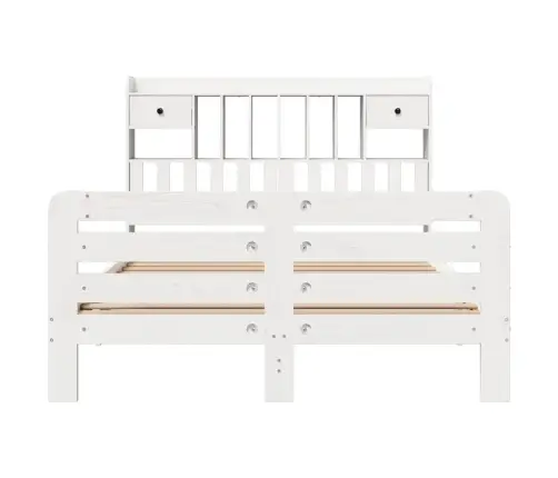 Riiuliga Voodiraam Ilma Madratsita, Valge, 150X200cm Männipuit