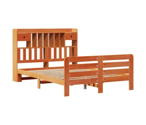 Gulta Ar Grāmatu Plauktu, Bez Matrača, 150X200 Cm, Priedes Koks Vidaxl