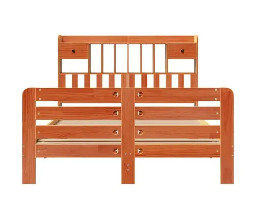 Gulta Ar Grāmatu Plauktu, Bez Matrača, 160X200 Cm, Priedes Koks Vidaxl