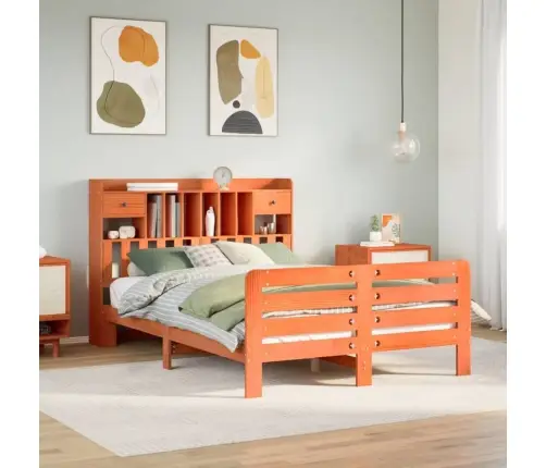 Gulta Ar Grāmatu Plauktu, Bez Matrača, 160X200 Cm, Priedes Koks Vidaxl