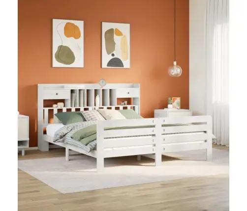 Gulta Ar Grāmatu Plauktu, Bez Matrača, 180X200 Cm, Priedes Koks Vidaxl