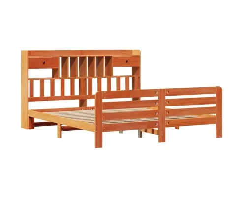 Gulta Ar Grāmatu Plauktu, Bez Matrača, 200X200 Cm, Priedes Koks Vidaxl