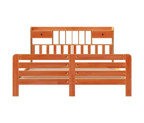 Gulta Ar Grāmatu Plauktu, Bez Matrača, 200X200 Cm, Priedes Koks Vidaxl