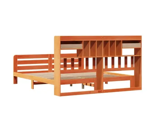 Gulta Ar Grāmatu Plauktu, Bez Matrača, 200X200 Cm, Priedes Koks Vidaxl