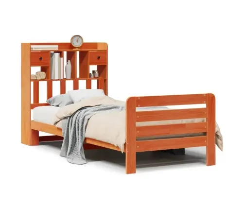 Gulta Ar Grāmatu Plauktu, Bez Matrača, 75X190 Cm, Priede Vidaxl