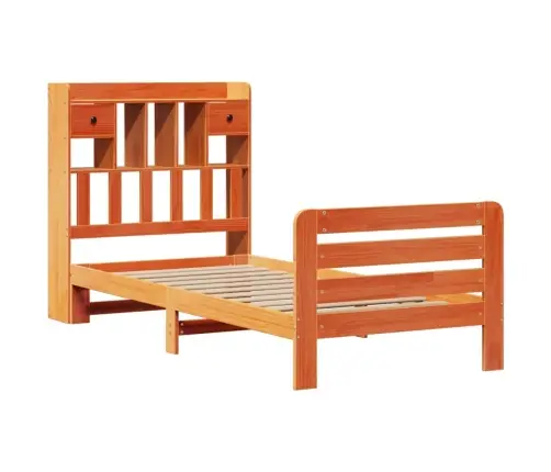 Gulta Ar Grāmatu Plauktu, Bez Matrača, 75X190 Cm, Priede Vidaxl