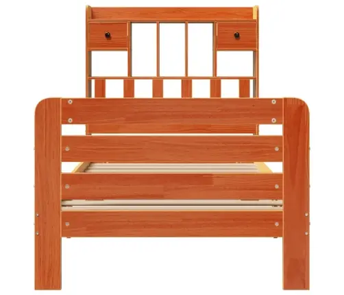 Gulta Ar Grāmatu Plauktu, Bez Matrača, 75X190 Cm, Priede Vidaxl