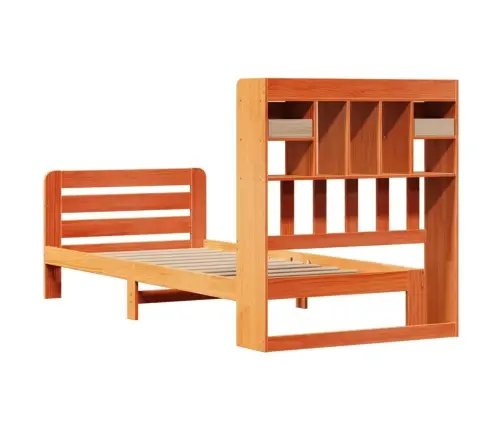 Gulta Ar Grāmatu Plauktu, Bez Matrača, 75X190 Cm, Priede Vidaxl