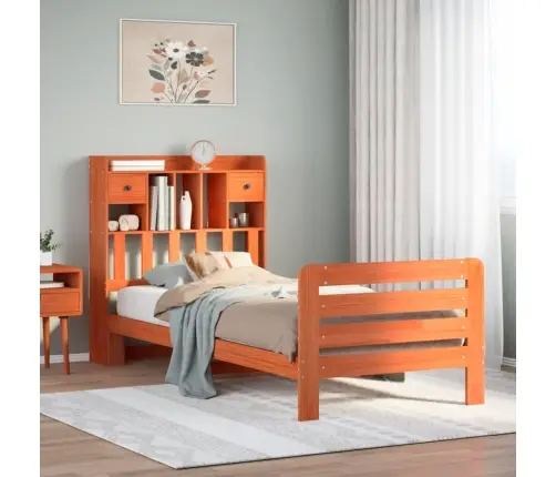 Gulta Ar Grāmatu Plauktu, Bez Matrača, 75X190 Cm, Priede Vidaxl