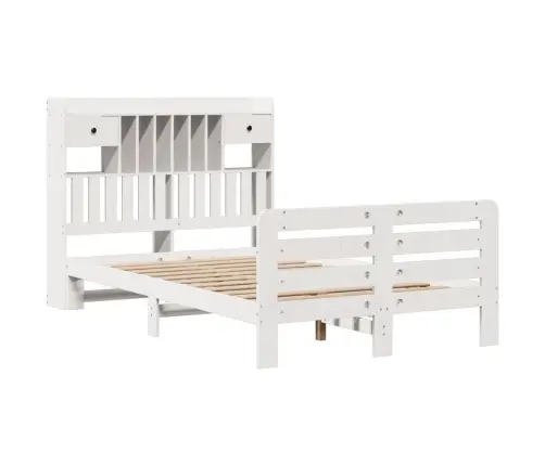 Lova Su Knygų Spinta Be Čiužinio, Balta, 135X190cm Pušis