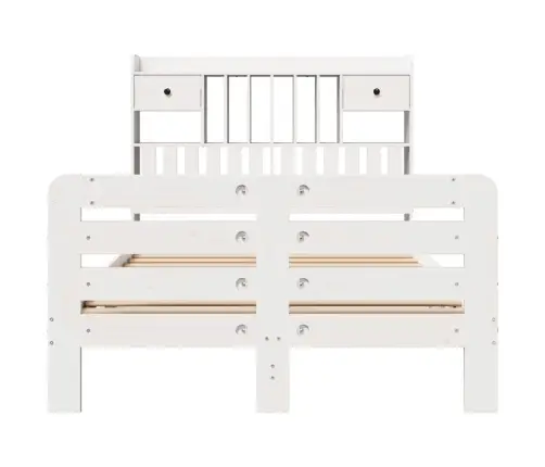 Lova Su Knygų Spinta Be Čiužinio, Balta, 135X190cm Pušis