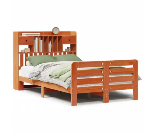 Lova Su Knygų Spinta Be Čiužinio, Ruda, 135X190cm Pušis