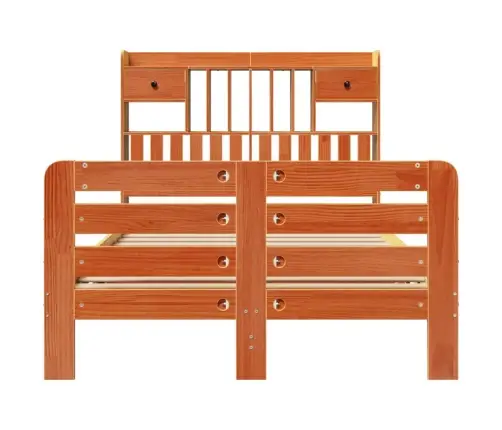 Lova Su Knygų Spinta Be Čiužinio, Ruda, 135X190cm Pušis