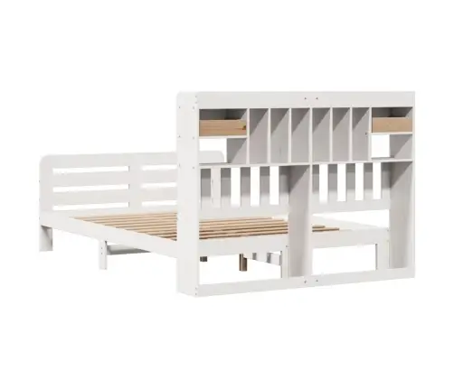 Gulta Ar Grāmatu Plauktu, Bez Matrača, 140X190 Cm, Priedes Koks Vidaxl