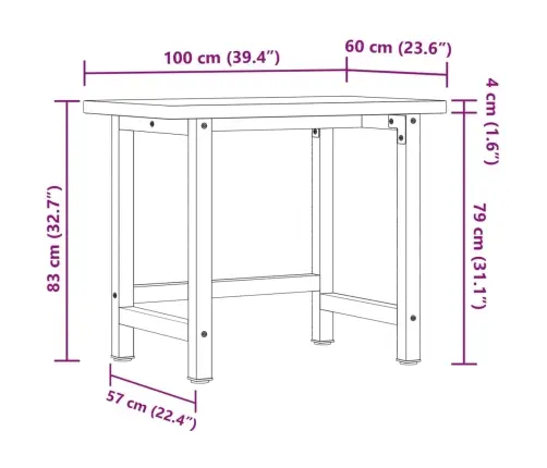 Töölaud, 100 X 60 X 83 cm Pöök, Ristkülikukujuline