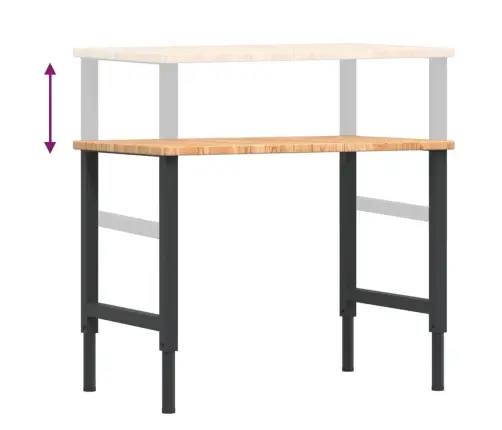 Darbagalds, 100X60X(71,5-98)Cm, Ozola Masīvkoks, Taisnstūra Vidaxl