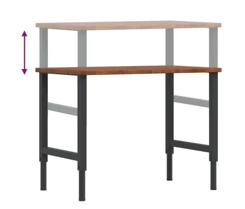 Darbagalds, 100X60X(71,5-98)Cm, Ozola Masīvkoks, Taisnstūra Vidaxl