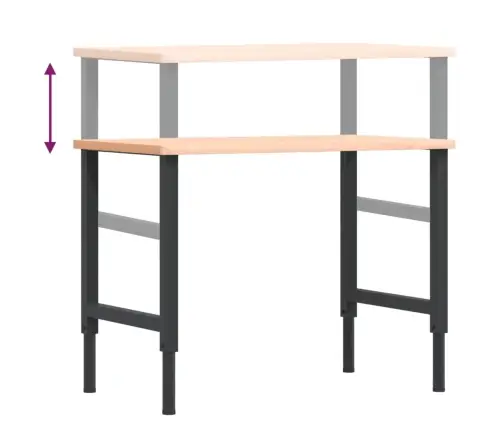 Darbagalds, 100X60X(71,5-98) Cm, Ozola Masīvkoks, Taisnstūra Vidaxl