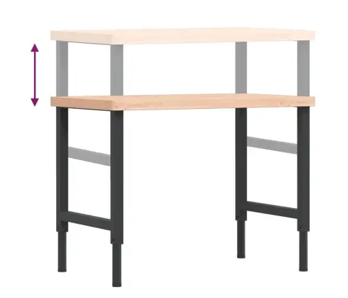 Darbagalds, 100X60X(73-99,5) Cm, Ozola Masīvkoks, Taisnstūra Vidaxl