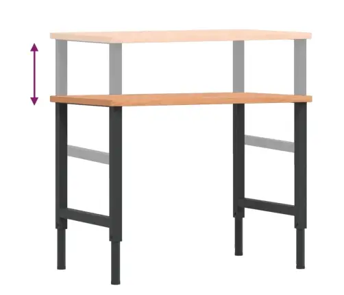 Darbagalds, 100X60X(71,5-98) Cm, Ozola Masīvkoks, Taisnstūra Vidaxl
