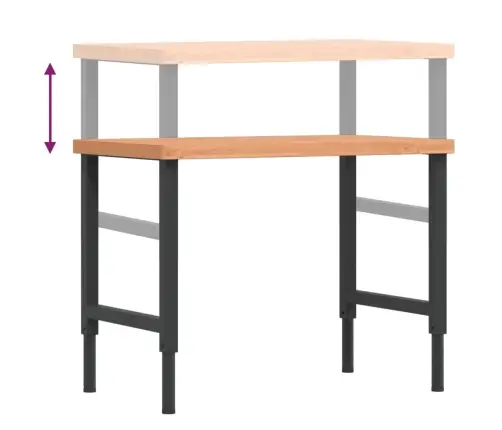 Darbagalds, 100X60X(73-99,5) Cm, Ozola Masīvkoks, Taisnstūra Vidaxl