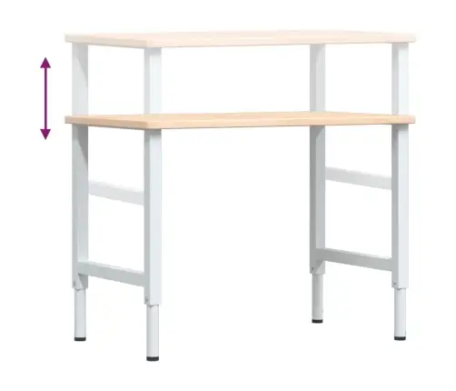 Darbagalds, 100X60X(71,5-98) Cm, Ozola Masīvkoks, Taisnstūra Vidaxl