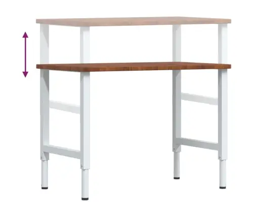 Darbagalds, 100X60X(71,5-98)Cm, Ozola Masīvkoks, Taisnstūra Vidaxl