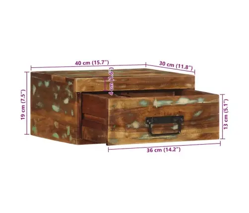 Pie Sienas Stiprināms Naktsskapītis Reģenerēts Masīvkoks Vidaxl