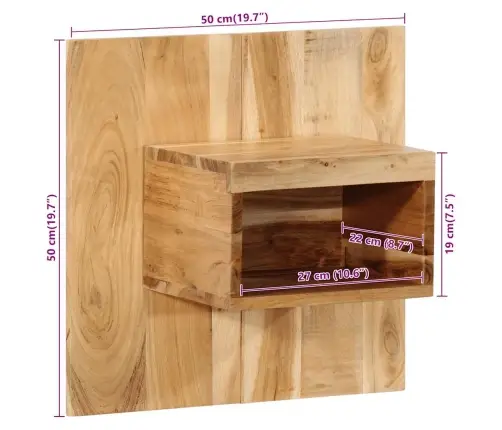 Naktsskapītis, 50X27X50 Cm, Akācijas Masīvkoks Vidaxl Naktsskapītis, 50X27X50 Cm, Akācijas Masīvkoks Vidaxl