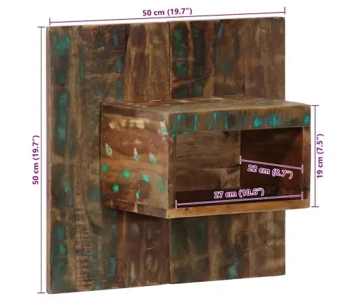 Nakts Skapis Daudzkrāsains 50X27X50 Cm Reģenerēts Masīvkoks Vidaxl